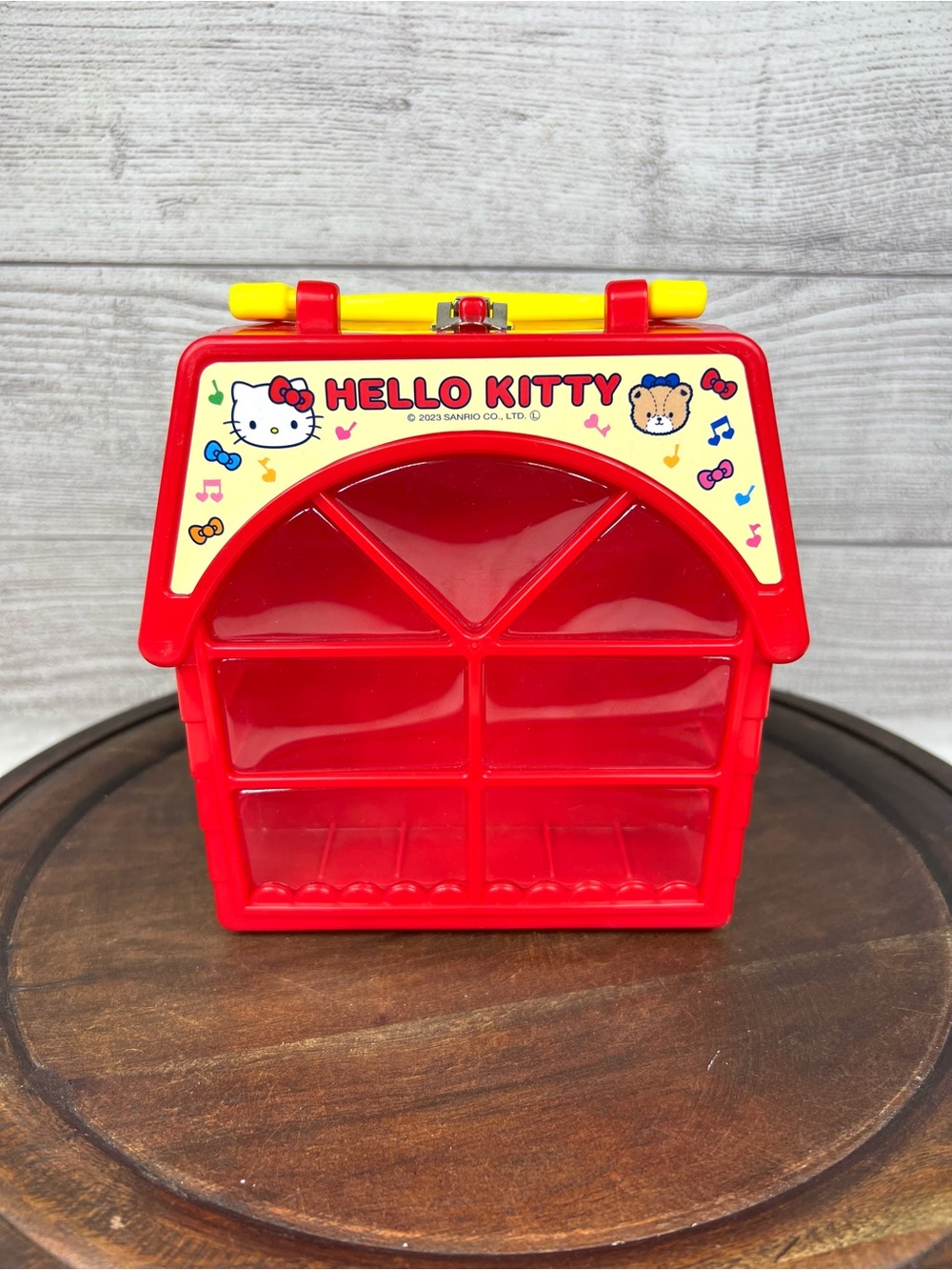 Sanrio Hello Kitty Portable Red Plastic House Empty Container Trinket Box Japan